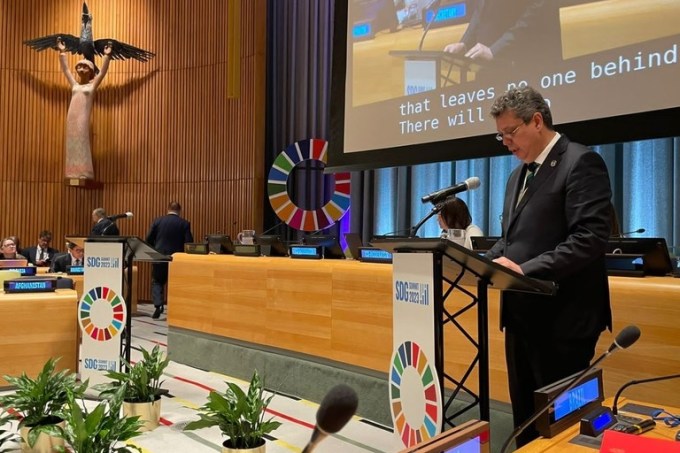 O ministro da Secretaria-Geral da Presidência da República, Márcio Macêdo, durante discurso na ONU no ano passado