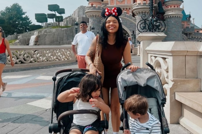 Ariadne Andrade e os filhos André, 3, e Ísis, 2