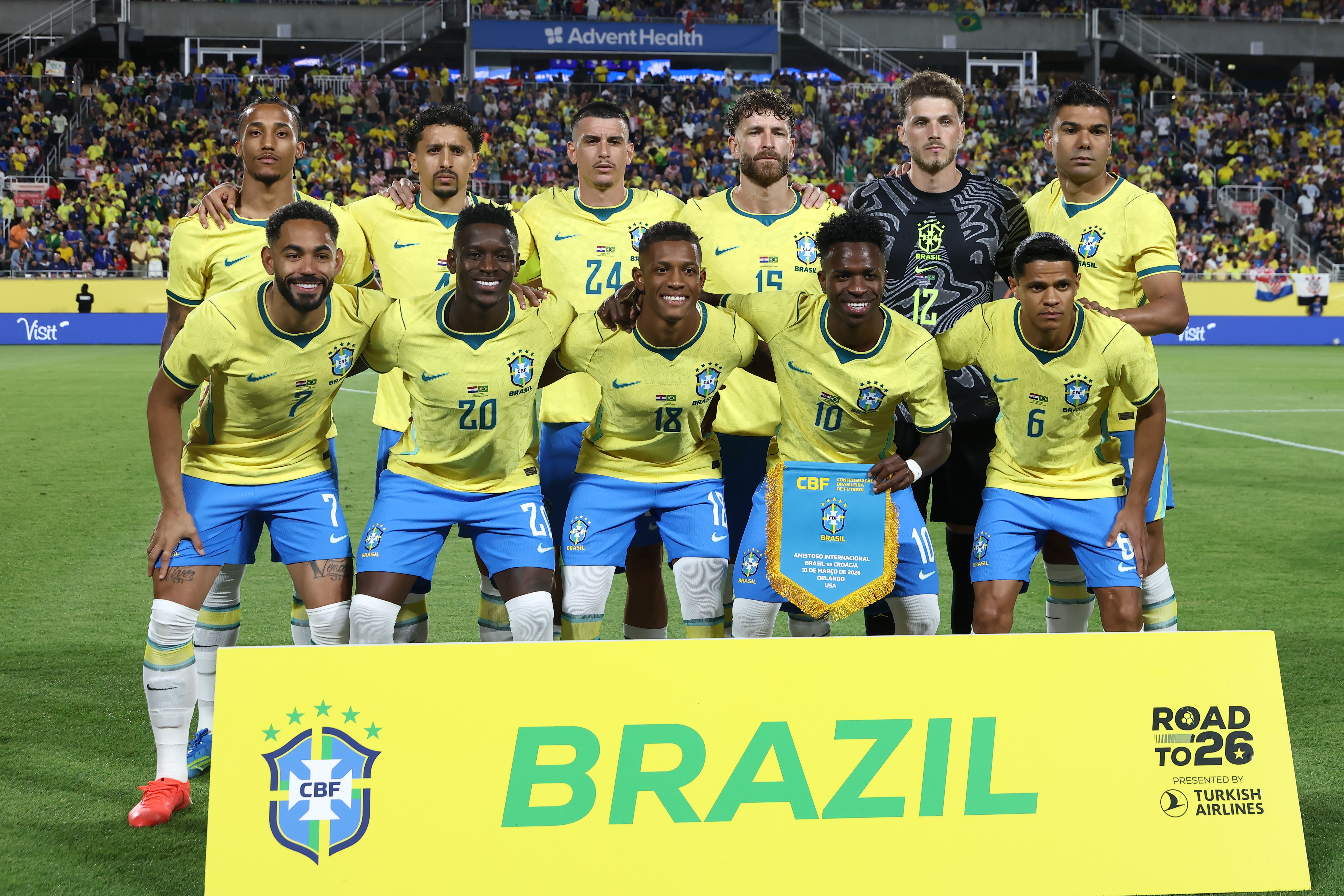 Seleção brasileira durante amistoso