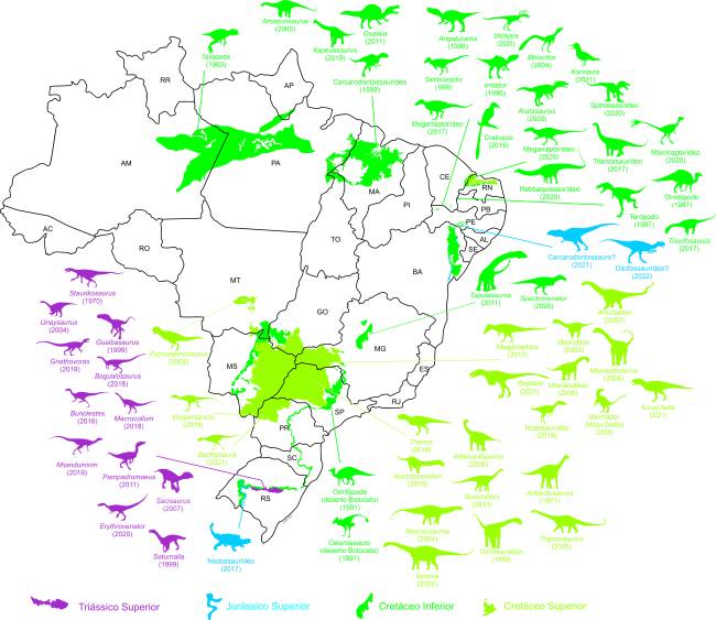 Mapa dinos Brasil –