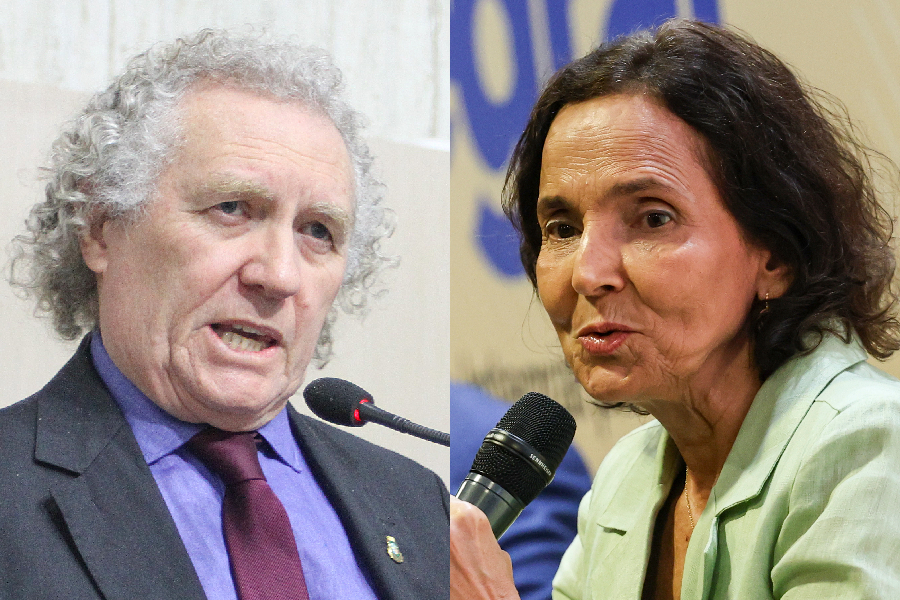 O deputado estadual Oscar Rodrigues (União) e a ex-secretária-executiva do Ministério da Educação, Izolda Cela (PSB), candidatos à prefeitura de Sobral (CE)