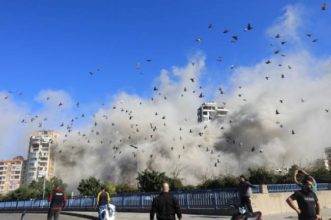 Smoke rises after an Israeli airstrike targeting Beirut's southern suburb of Shayah on October 22, 2024, amid the ongoing war between Israel and Hezbollah. (Photo by AFP)