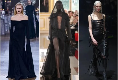 Moda gótica: Desfiles da Rodarte, Valentino e Mugler (acima, da esq. para a dir.): inspirações das passarelas para o Halloween