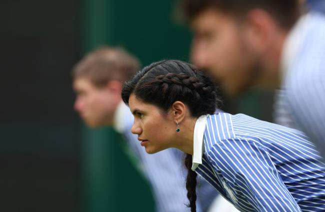 Day Five: The Championships – Wimbledon 2024 LONDON, ENGLAND - JULY 5: Line judges on Court No.1 during day five of The Championships Wimbledon 2024 at All England Lawn Tennis and Croquet Club on July 5, 2024 in London, England. (Photo by Rob Newell - CameraSport/CameraSport via Getty Images)