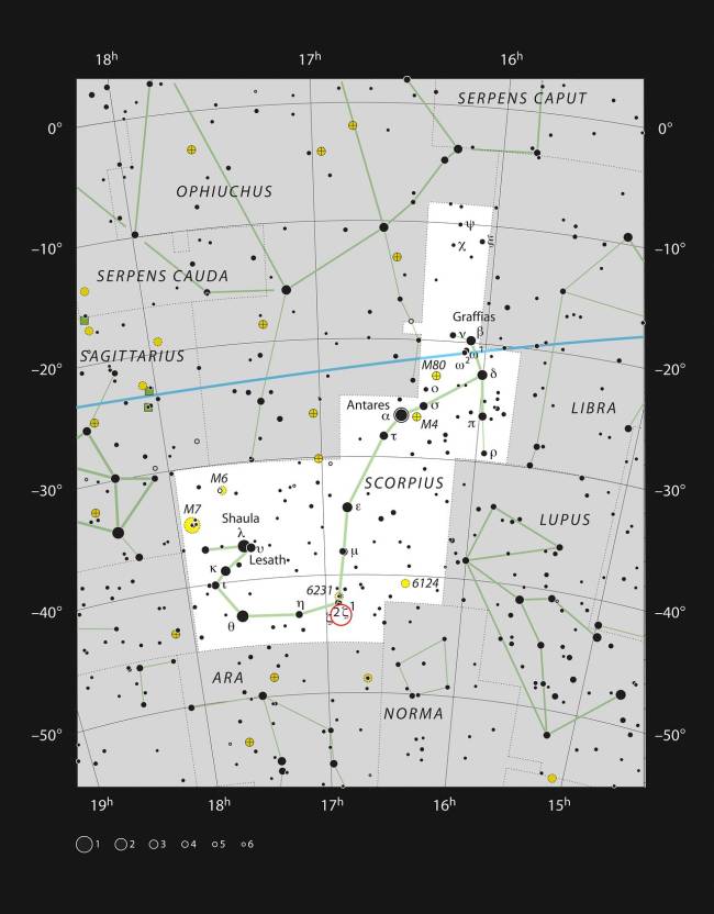 PARA ESPECIALISTAS Onde se encontra a nebulosa do Lobo Negro na constelação de Escorpião -