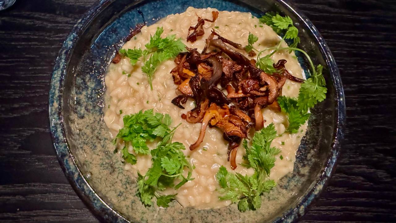 Risoto de cogumelos feito com soleína -