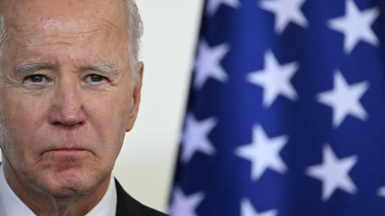 (FILES) US President Joe Biden looks on during a joint press conference with the German Chancellor prior to a meeting at the Chancellery in Berlin, on October 18, 2024. Joe Biden hoped Kamala Harris would salvage his legacy as the man who saved America from Donald Trump. Instead, it lies in tatters. Had Harris won, the rows over his age and refusal to bow out earlier would have been forgiven by the Democratic Party. Biden would have been able to celebrate a list of achievements in his one term that included guiding the country out of the Covid crisis, passing historic legislation, building infrastructure and promoting green energy. (Photo by Tobias SCHWARZ / AFP)
