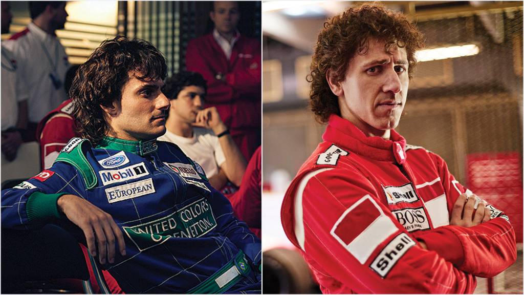 5—SERIE—SENNA-za RIVAIS - Hugo Bonemer como Piquet (à esq.) e Matt Mella no papel de Prost: elenco reforçado