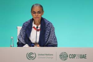 DUBAI, UNITED ARAB EMIRATES - DECEMBER 11: Marina Silva, Minister of the Environment and Climate Change of Brazil, speaks to the media on day eleven of the UNFCCC COP28 Climate Conference as negotiations go into their final phase on December 11, 2023 in Dubai, United Arab Emirates. The COP28, which is running from November 30 through December 12, is bringing together stakeholders, including international heads of state and other leaders, scientists, environmentalists, indigenous peoples representatives, activists and others to discuss and agree on the implementation of global measures towards mitigating the effects of climate change. (Photo by Sean Gallup/Getty Images)