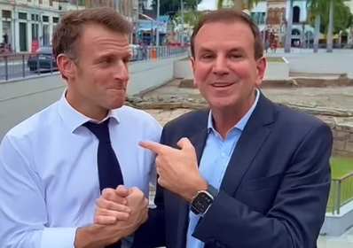 O presidente da França, Emmanuel Macron (à esquerda), e o prefeito do Rio de Janeiro, Eduardo Paes. 19/11/2024