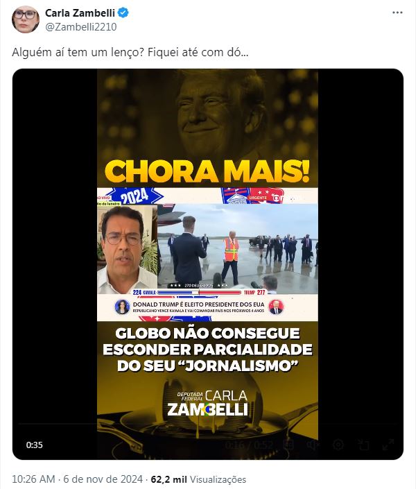 carla-zambelli-trump Comentário de Carla Zambelli no X