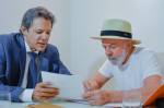 O ministro da Fazenda, Fernando Haddad, e o presidente Luiz Inácio Lula da Silva, durante reunião em São Paulo nesta segunda-feira