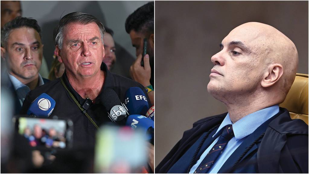 2656368_fotoarena EMBATE - Jair Bolsonaro e Alexandre de Moraes: inquérito do STF pode levar o ex-presidente a ser condenado e preso