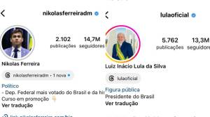 43635653653 Perfis do Instagram de Nikolas Ferreira e Lula