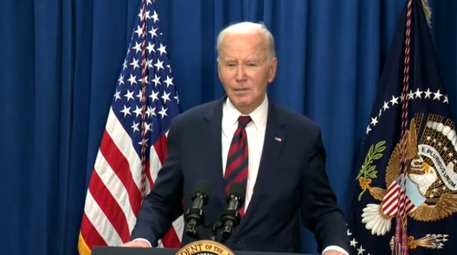 O presidente dos EUA, Joe Biden, no discurso deste domingo, 19