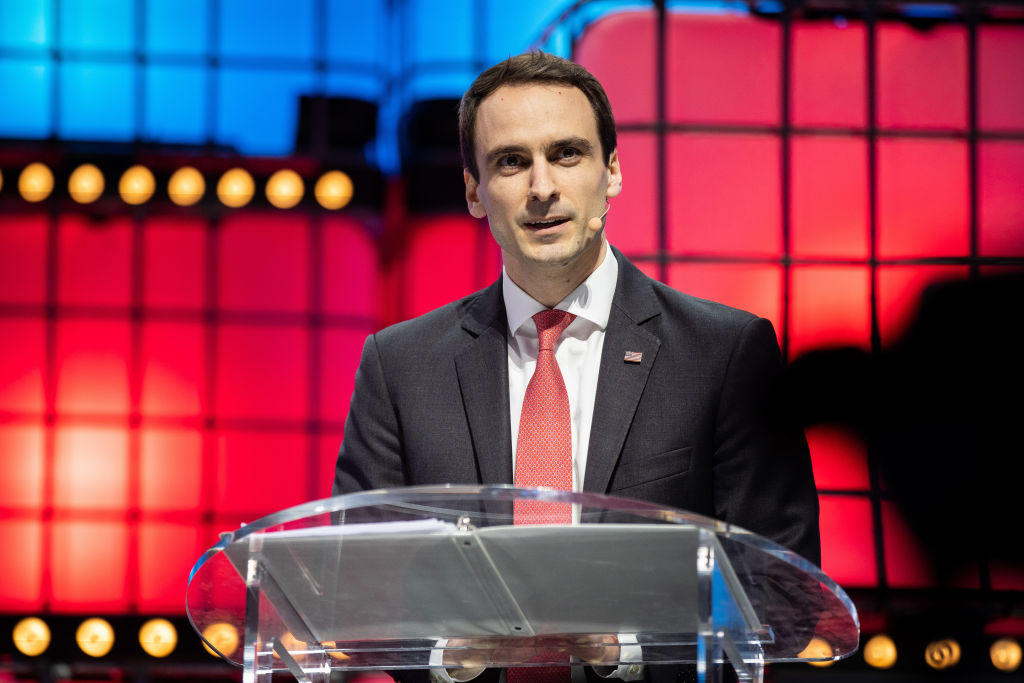 LISBON, PORTUGAL - 2019/11/07: The White House Chief Technology Officer of the United States, USA, Michael Kratsios, speaks during the annual Web Summit technology conference in Lisbon. (Photo by Henrique Casinhas/SOPA Images/LightRocket via Getty Images)