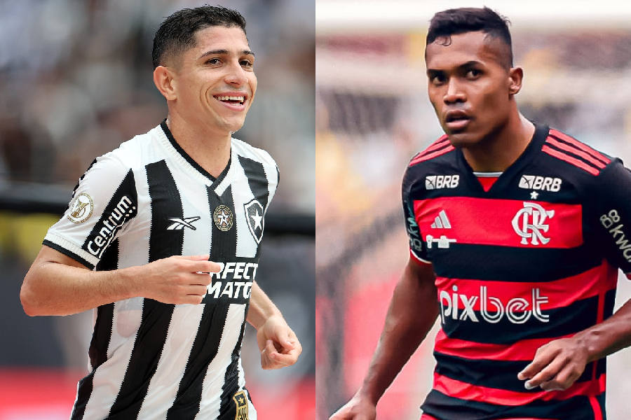 Savarino, do Botafogo, e Alex Sandro, do Flamengo: rivais cariocas se enfrentam no próximo domingo