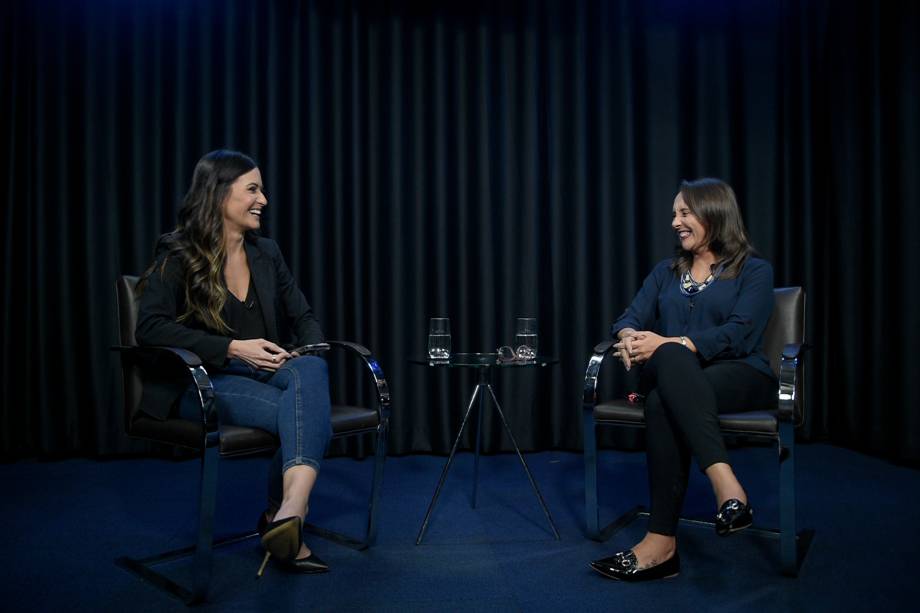 Marcela Rahal e Renata Abreu, durante entrevista para o programa Amarelas On Air