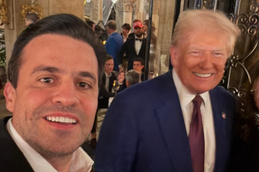 O coach Pablo Marçal (PRTB) e o presidente dos Estados Unidos, Donald Trump, na Flórida