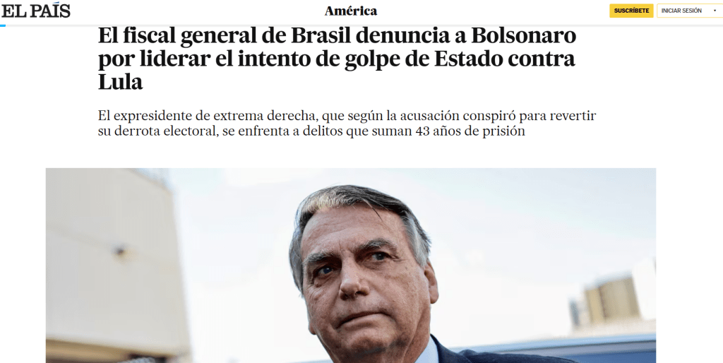 Captura de tela 2025-02-19 103806 O jornal espanhol El País repercute a denúncia. 18/02/2025