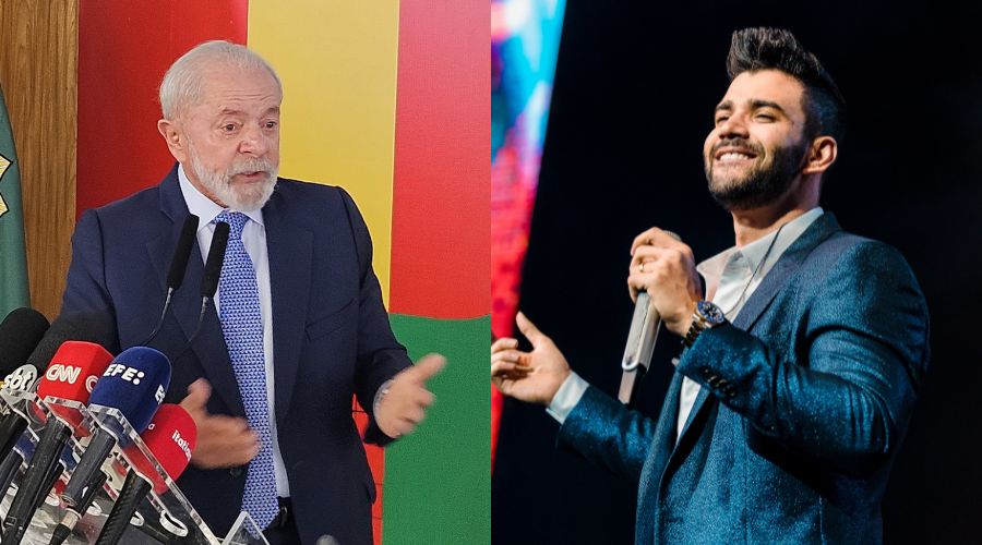 O presidente Luiz Inácio Lula da Silva e o cantor sertanejo Gusttavo Lima