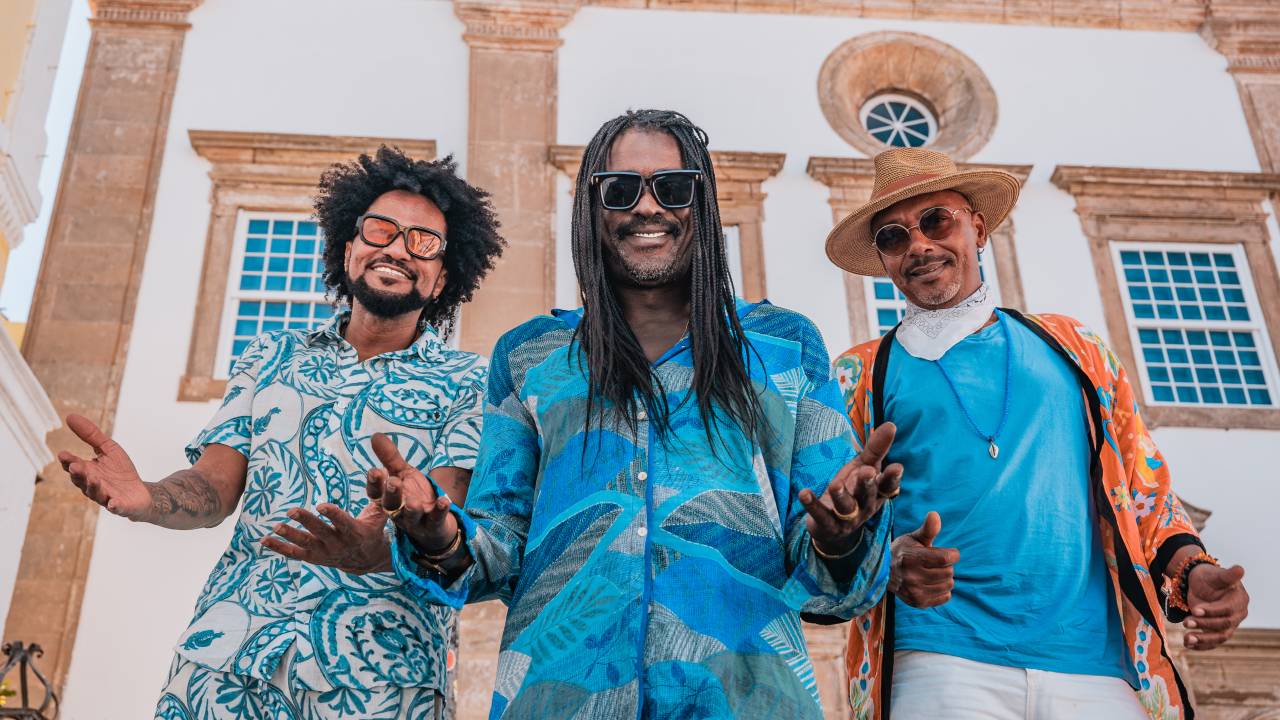 Os músicos Magary Lord, Seu Jorge e Peu Meurray