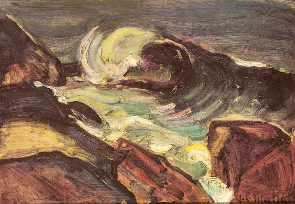 Anita Malfatti, A onda, circa 1915-1917, óleo sobre madeira, 26.7 x 36 cm, Coleção Hecilda e Sérgio Fadel