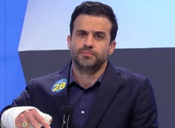 O candidato Pablo Marçal (PRTB) durante debate para as eleições municipais de São Paulo, em 2024