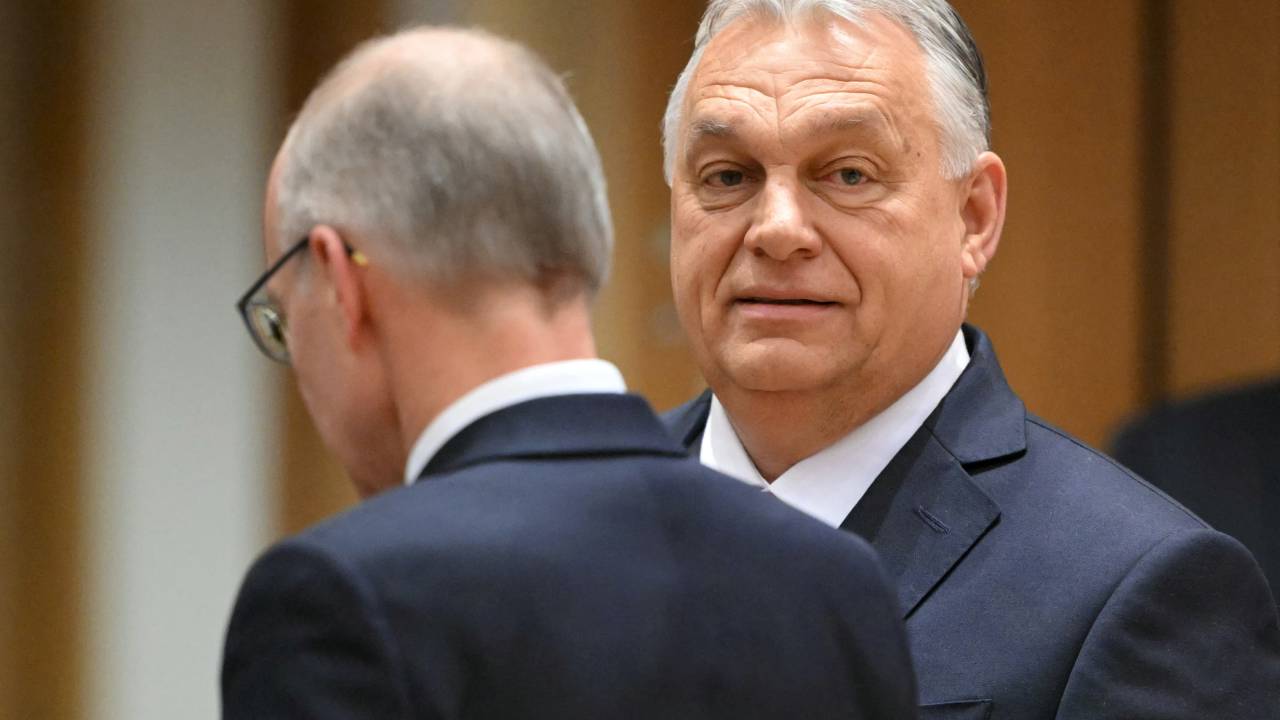 Hungary's Prime Minister Viktor Orban looks on ahead of the Special European Council to discuss continued support for Ukraine and European defence at the EU headquarters in Brussels on March 6, 2025. European Union leaders hold emergency talks in Brussels gathering as the Trump administration upends traditional alliances and retracts wartime backing of Ukraine. The summit brings all 27 EU leaders together for the first time since the explosive meeting between US and Ukraine presidents on February 28, 2025, with US military aid and intelligence sharing since suspended. (Photo by NICOLAS TUCAT / AFP)
