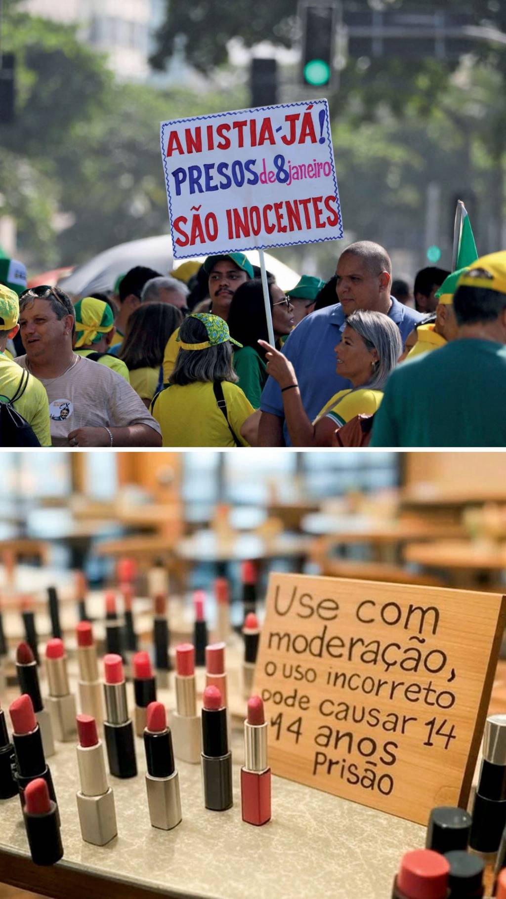 6435434 SÍMBOLO - Ato em Copacabana (acima) e imagem que viralizou nas redes (à esq.): caso deu tração à campanha por perdão