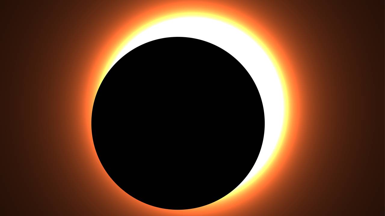 Partial solar eclipse. Illustration of the Moon partially obscures the Sun