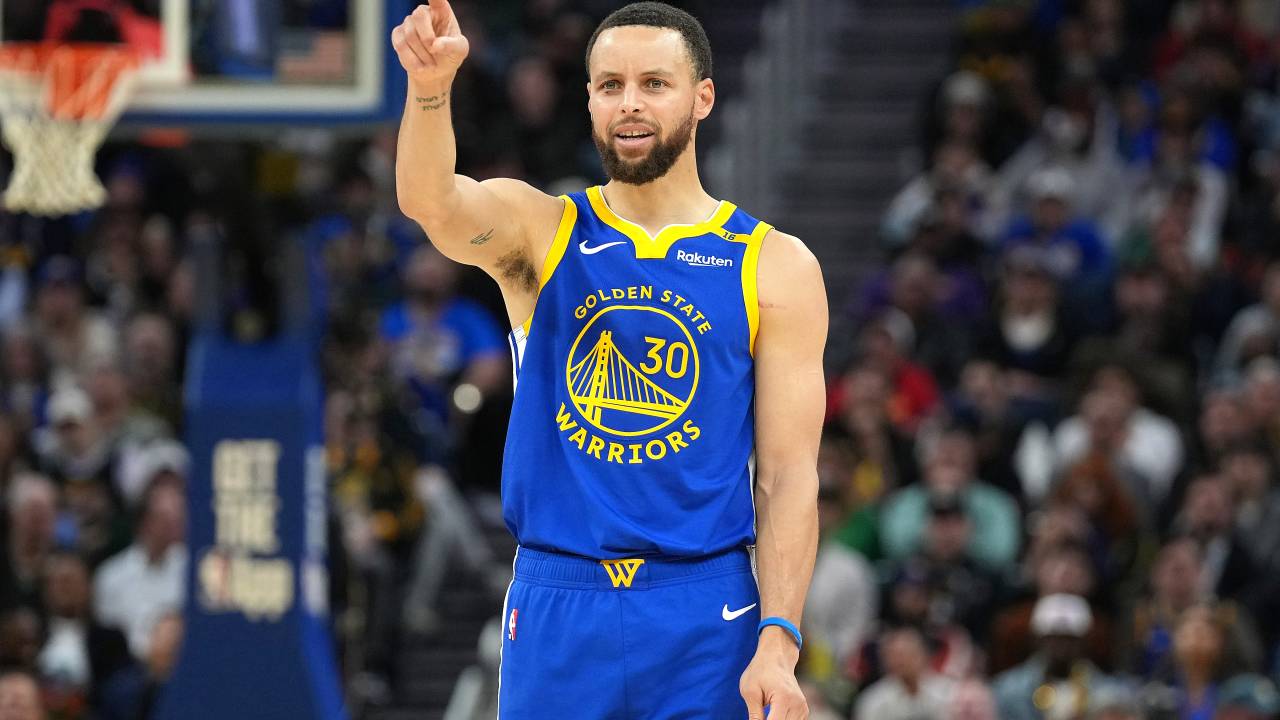 SAN FRANCISCO, CALIFORNIA - MARCH 17: Stephen Curry #30 of the Golden State Warriors looks on against the Denver Nuggets during the second half of an NBA basketball game at Chase Center on March 17, 2025 in San Francisco, California. NOTE TO USER: User expressly acknowledges and agrees that, by downloading and or using this photograph, User is consenting to the terms and conditions of the Getty Images License Agreement.