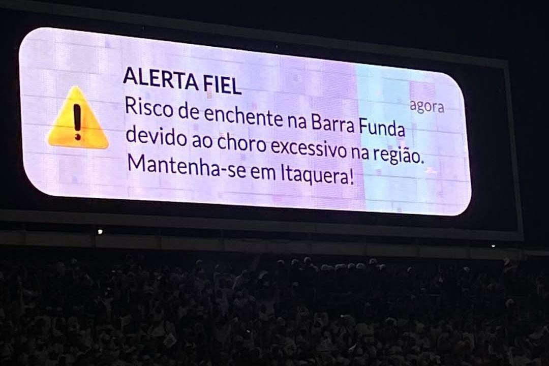 Alerta de enchente na Barra Funda devido ao choro excessivo na região (provocação do Corinthians contra o Palmeiras na final do Paulista 2025)