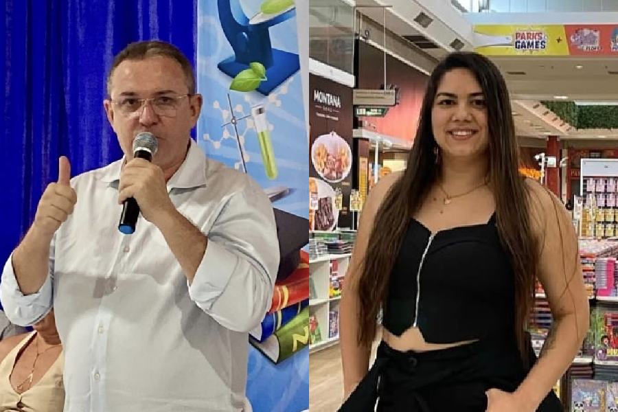 O prefeito de Sigefredo Pacheco (PI), Murilo Bandeira (PT); e a professora municipal Jaquiely Oliveira, encontrada morta em casa na última semana