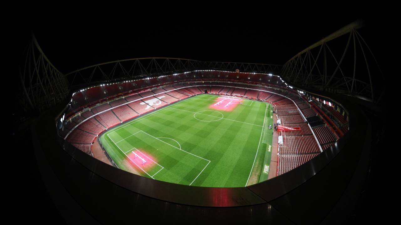 LONDON, ENGLAND - APRIL 01: A general view of Emirates Stadium after the Premier League match between Arsenal FC and Fulham FC on April 01, 2025 in London, England. (Photo by Stuart MacFarlane/Arsenal FC via Getty Images)