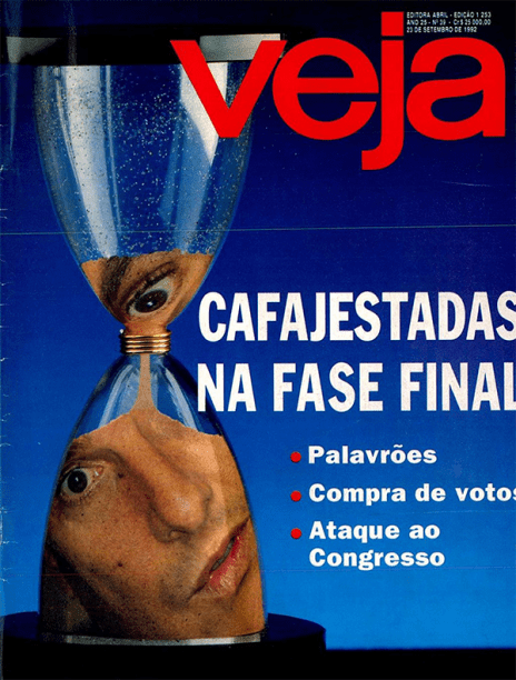 23/09/1992 - "Cafajestadas na fase final" - Aliado de Collor é afastado do Banco do Brasil por tentar comprar votos contra o impeachment, e presidente adota comportamento agressivo contra parlamentares e jornalistas no desespero para salvar seu mandato