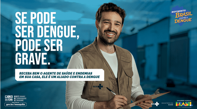 Cartaz de campanha do Ministério da Saúde para alertar sobre a importância do diagnóstico precoce da dengue
