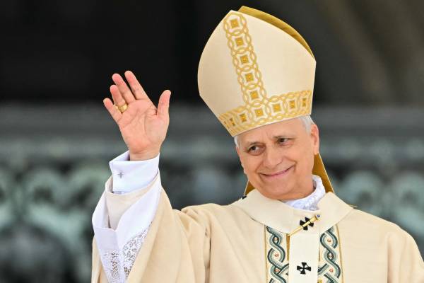 O papa Leão XIV durante missa inaugural de seu papado (18/05/2025)