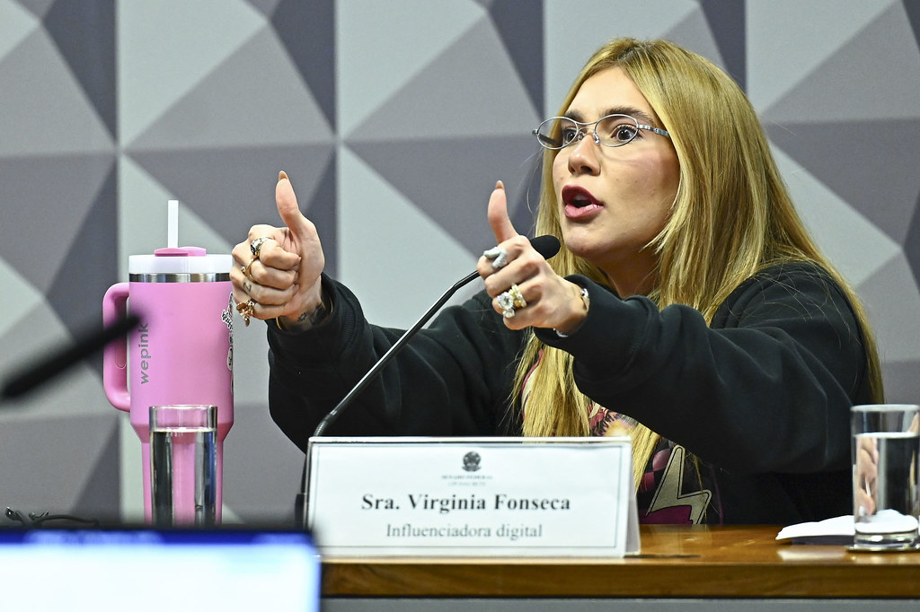 Virgínia Fonseca durante depoimento na CPI das Bets, no Senado
