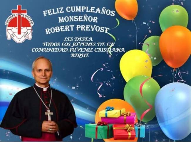 GqdcpqhWoAAl9H- Folheto da Comunidad Juvenil Cristiana do Peru comemora o aniversário de Robert Prevost, agora o papa Leão XIV. -