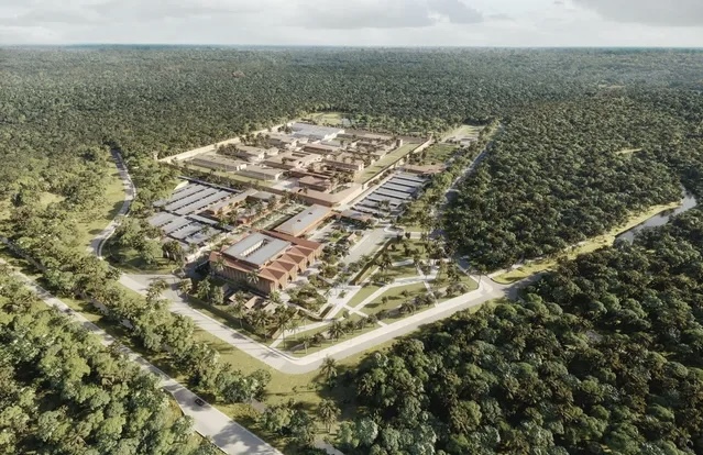 Esboço 3D da prisão de segurança máxima que deve ser construída na Guiana Francesa.