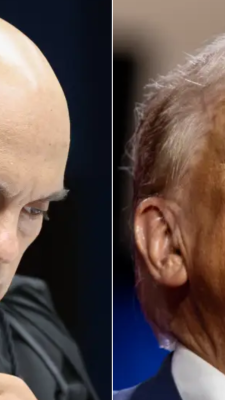 O ministro do Supremo Tribunal Federal Alexandre de Moraes e o presidente dos Estados Unidos, Donald Trump