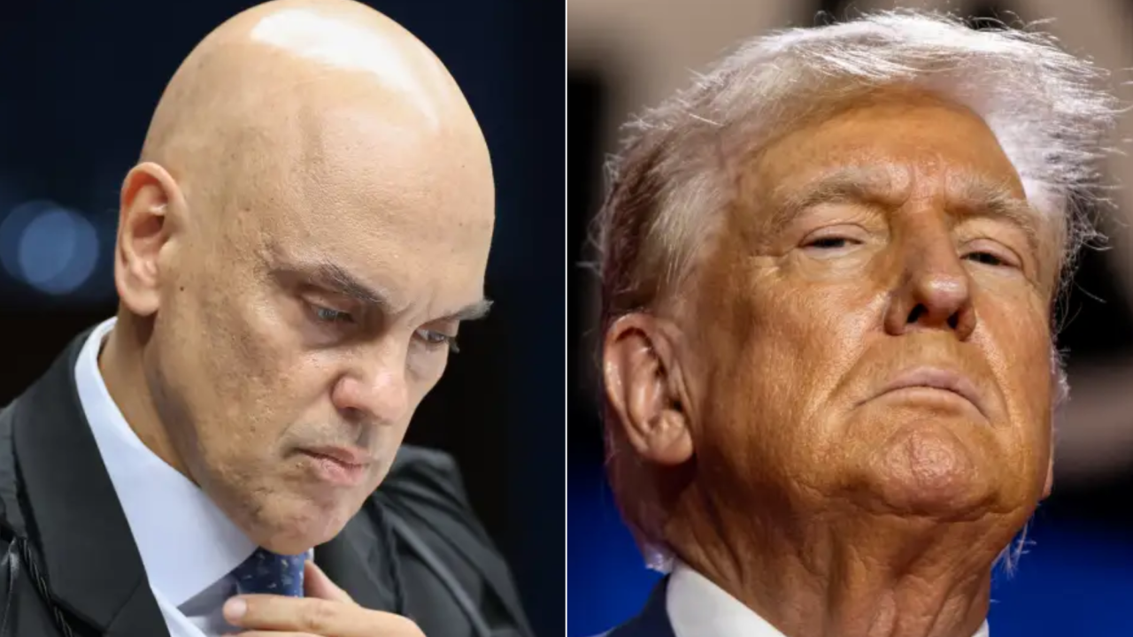 O ministro do Supremo Tribunal Federal Alexandre de Moraes e o presidente dos Estados Unidos, Donald Trump