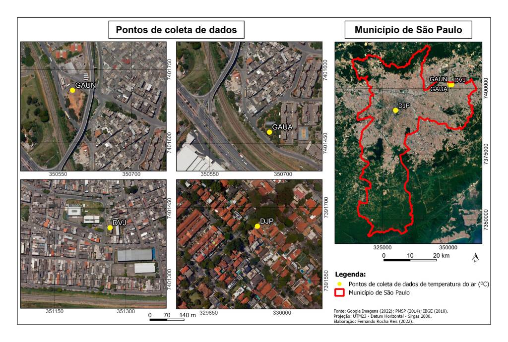 vista-satelite-jardim-paulista-vila-jacuí-são-paulo-usp Mapa gerado por satélite dos pontos no Jardim Paulista e na Vila Jacuí, em São Paulo, onde cientistas da USP monitoraram diferenças de calor dentro do município