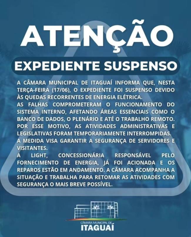 Câmara alegou falta de energia para não abrir nesta terça-feira
