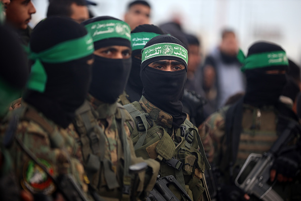 Soldados do grupo radical palestino Hamas. 08/02/2025