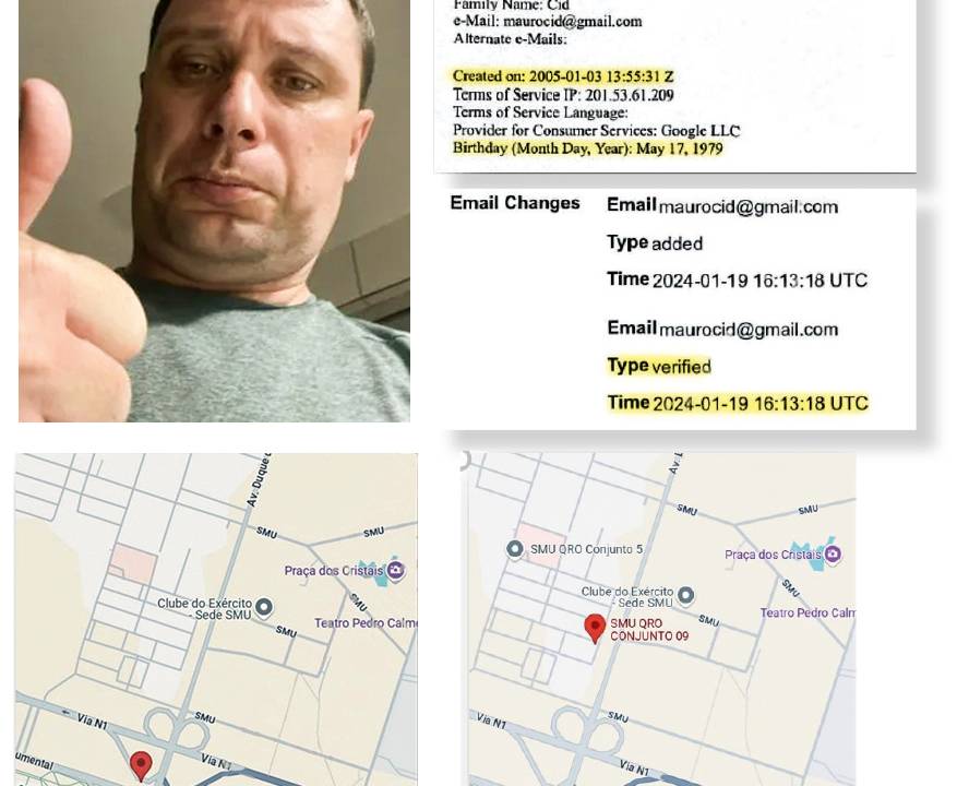 INSTAGRAM - Cid: selfie, conta vinculada ao telefone do delator, criada com o e-mail do delator e acessada num endereço do delator