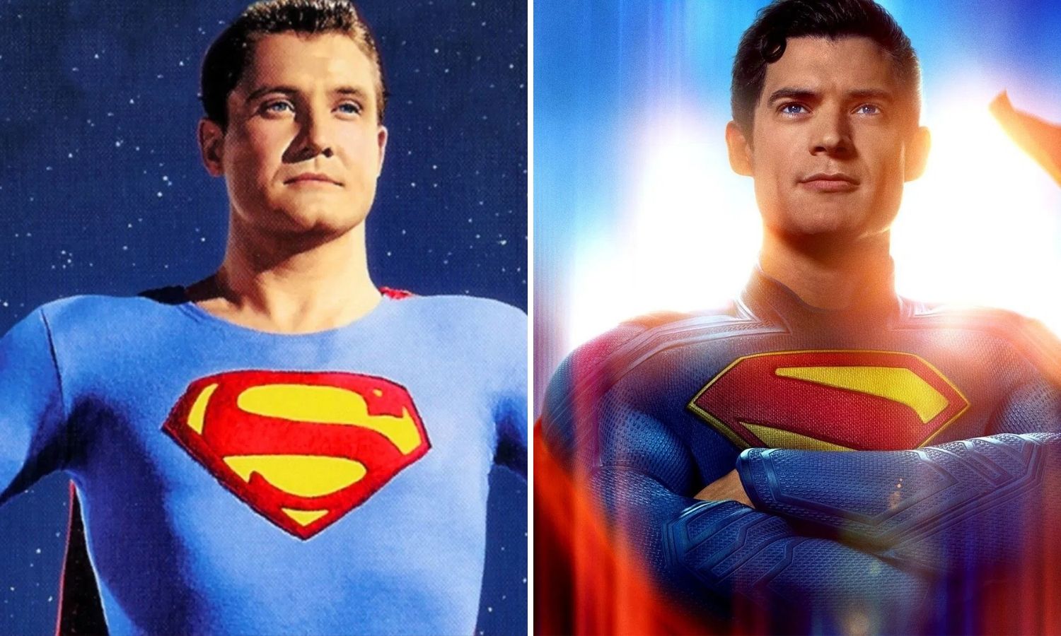 George Reeves e David Corenswet como Superman