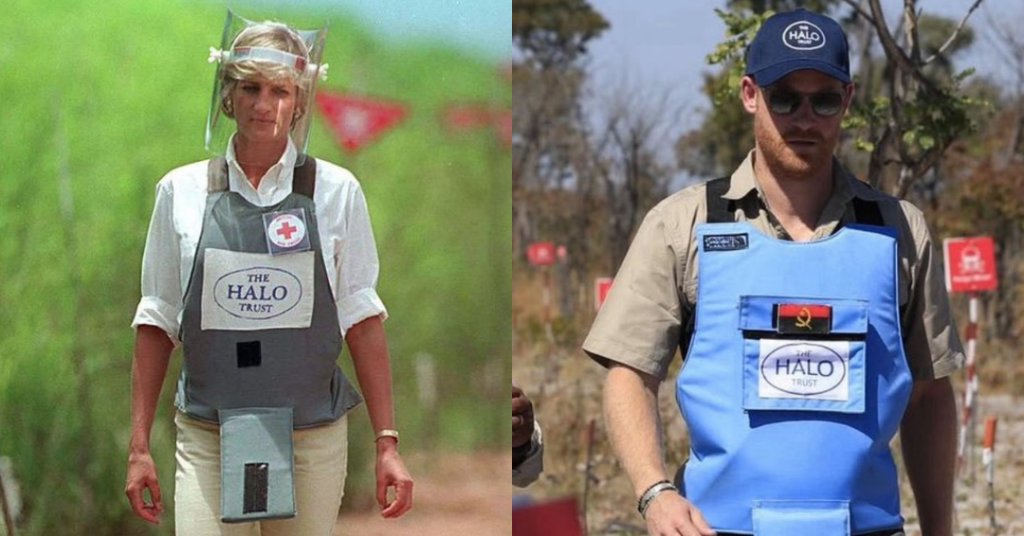 Príncipe Harry recria foto icônica de princesa Diana em campo minado na Angola