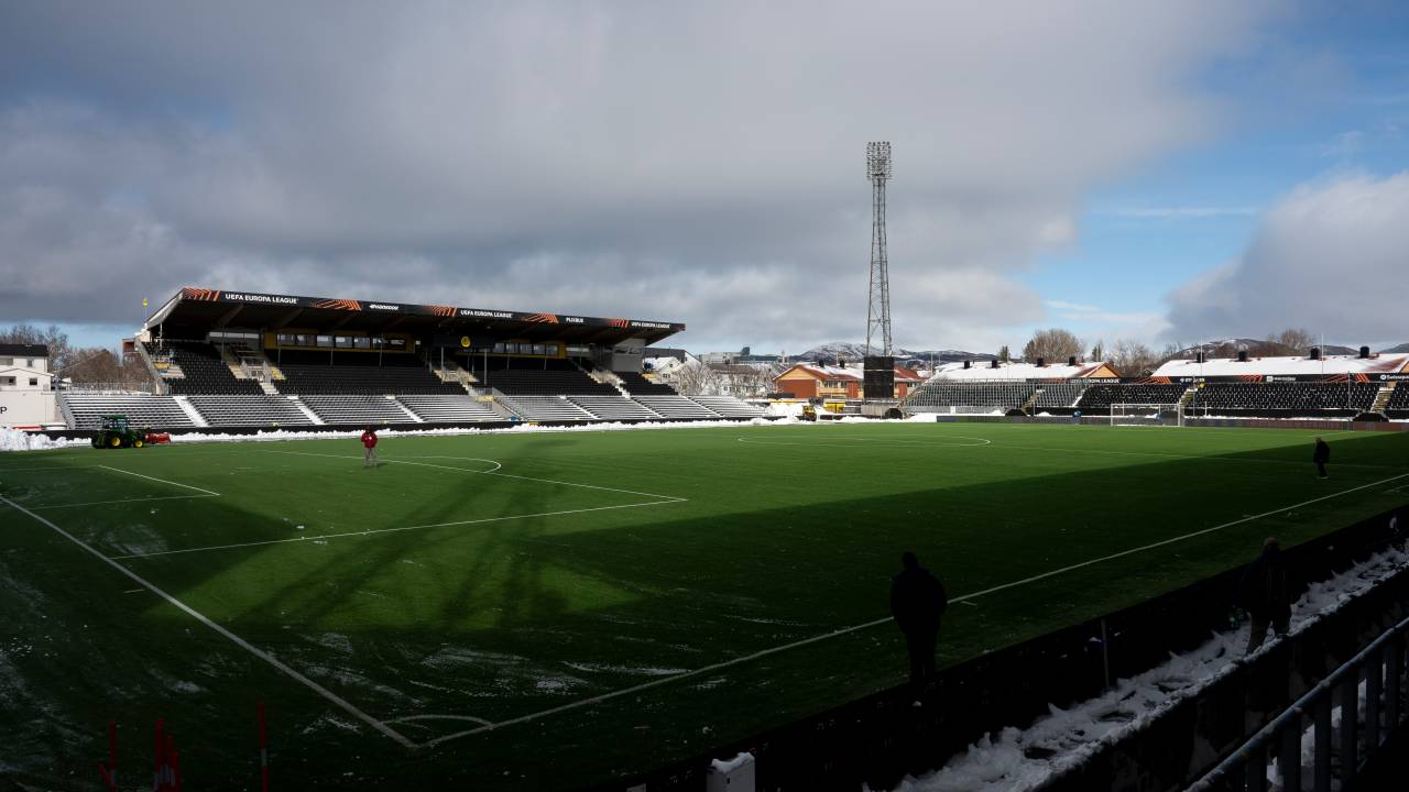 BODO, NORWAY - APRIL 10: General view of the stadium ahead of the UEFA Europa League 2024/25 Quarter Final First Leg match between FK Bodo/Glimt and S.S. Lazio at Aspmyra Stadion on April 10, 2025 in Bodo, Norway. (Photo by David Lidstrom - UEFA/UEFA via Getty Images)